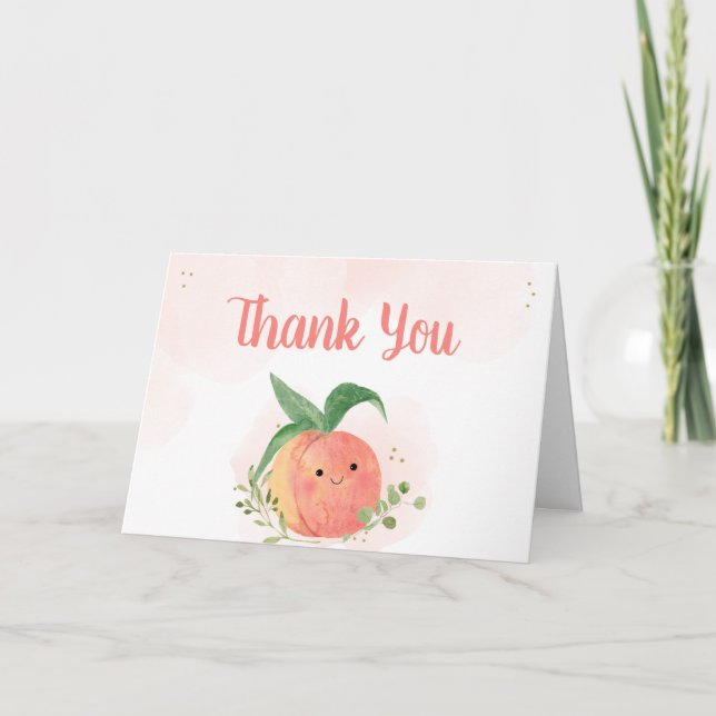Sweet Little Peach Baby Dusche Dankeskarte (Vorderseite)