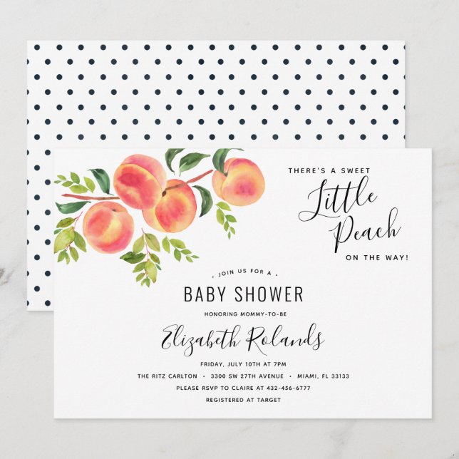 Sweet Little Peach Baby Dusche Einladung (Vorne/Hinten)
