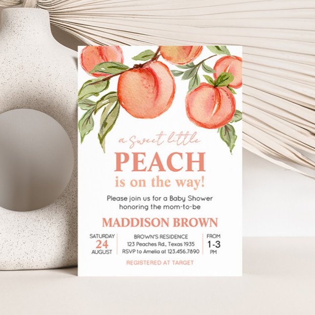 Sweet Little Peach Baby Dusche Einladung (Peach Summer Baby Shower Invitation)