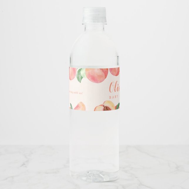 Sweet Little Peach Baby Dusche Gefallen Wasserflas (Vorderseite)