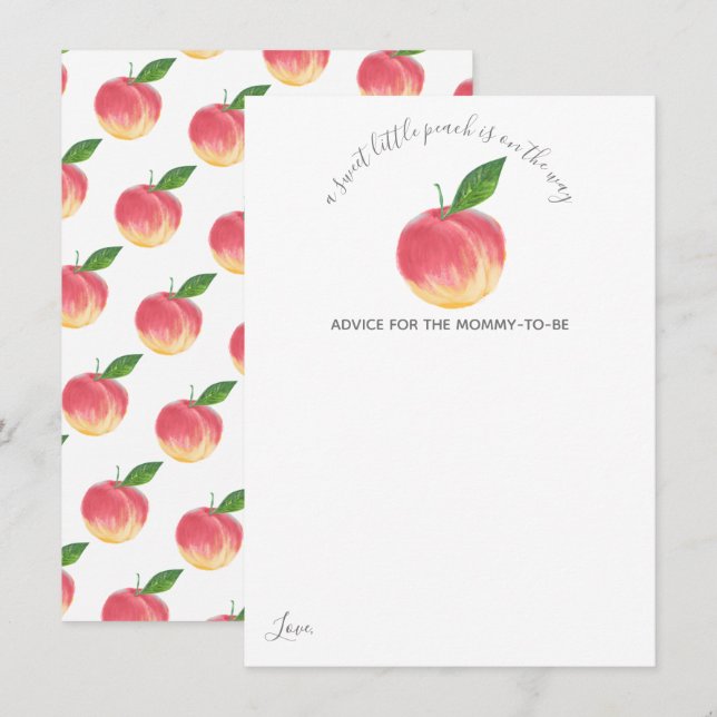 Sweet Little Peach Baby Dusche Hinweiskarte (Vorne/Hinten)