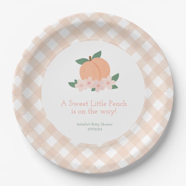 Sweet Little Peach Baby Dusche Pappteller (Vorderseite)