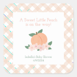 Sweet Little Peach Baby Dusche Quadratischer Aufkleber