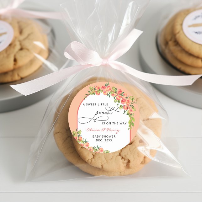 Sweet Little Peach Baby Dusche Runder Aufkleber (Von Creator hochgeladen)