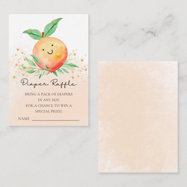 Sweet Little Peach Baby Dusche Windel Raffle Enclo Begleitkarte (Vorne/Hinten)