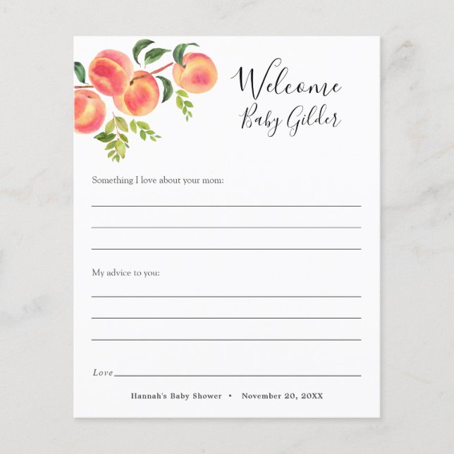 Sweet Little Peach Baby Fragen Karte (Vorderseite)