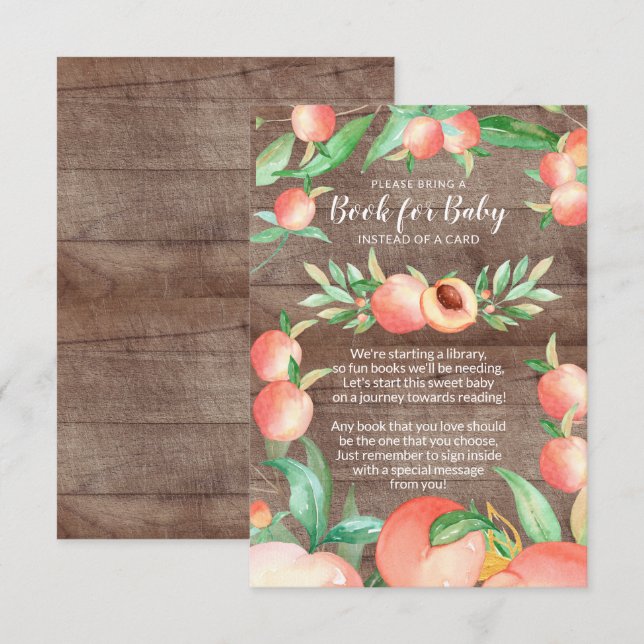 Sweet Little Peach Baby Shower Book for Baby Card Begleitkarte (Vorne/Hinten)