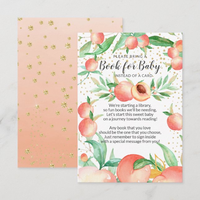 Sweet Little Peach Baby Shower Book for Baby Card Begleitkarte (Vorne/Hinten)