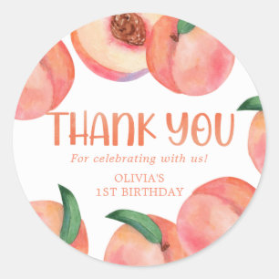 Sweet Little Peach Birthday Danke Runder Aufkleber