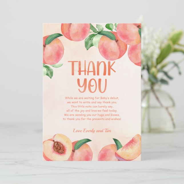 Sweet Little Peach Danke, dass Sie Karte (Stehend Vorderseite)