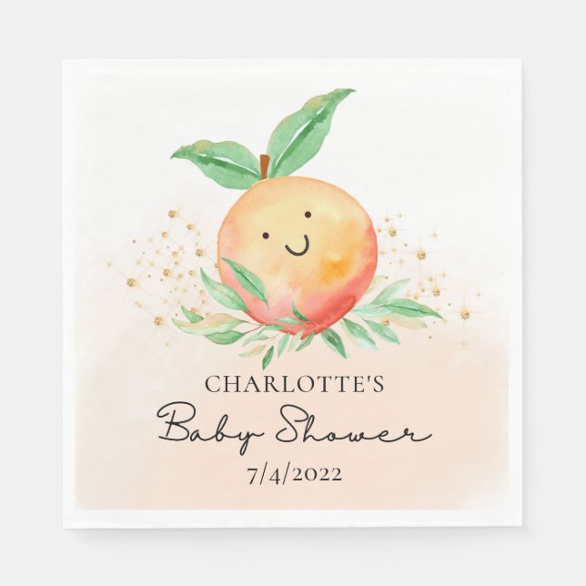Sweet Little Peach Es ist ein Mädchen Serviette (Vorderseite)