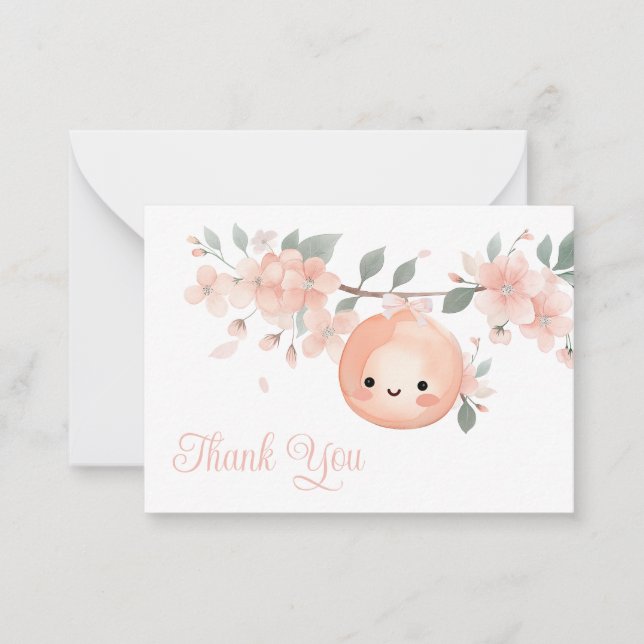 Sweet Little Peach Girl Babydusche Danke Karte (Vorderseite)