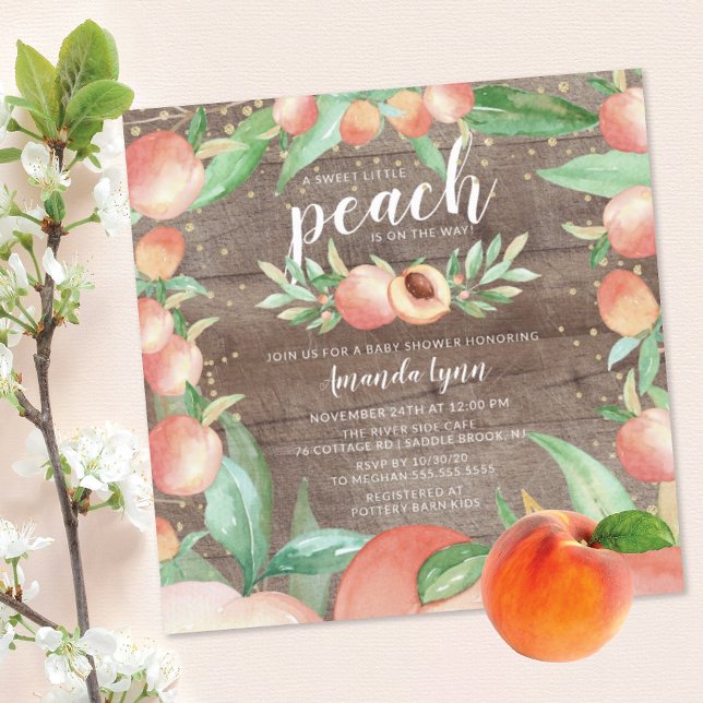 Sweet Little Peach Girls Baby shower Invitation (Créateur téléchargé)
