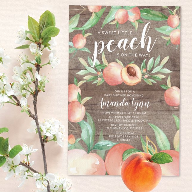 Sweet Little Peach Girls Baby shower Invitation (Créateur téléchargé)