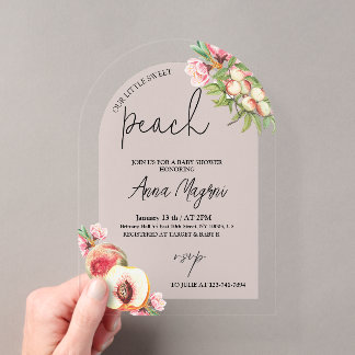 Sweet Little Peach Girls Babydusche Arch Elegante Acryleinladungen