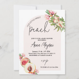 Sweet Little Peach Girls Babydusche Arch Elegante Einladung