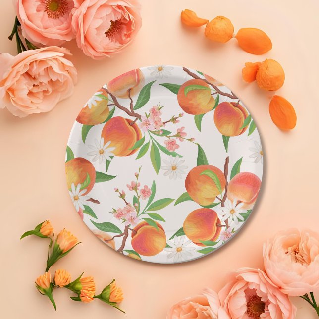 Sweet  Little Peach On The Way Baby Shower Pappteller (Von Creator hochgeladen)