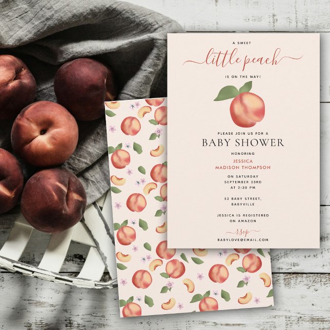 Sweet Little Peach on Way Baby Dusche Einladung (Sweet Little Peach On The Way Baby Shower Invitation)
