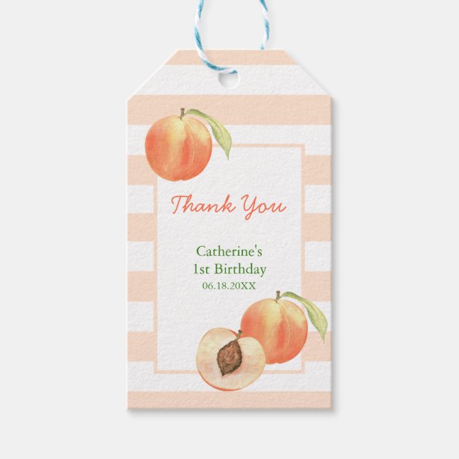 Sweet Little Peach Stripes Girl Birthday Geschenkanhänger (Vorderseite)