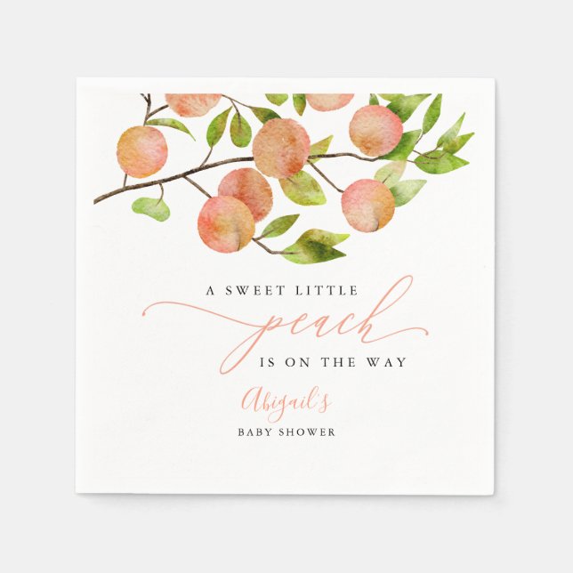 Sweet Little Peach Summer Baby Dusche Napkins Serviette (Vorderseite)