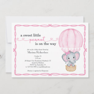 Sweet Little Peanut Elephant Baby Girl Dusche Einladung