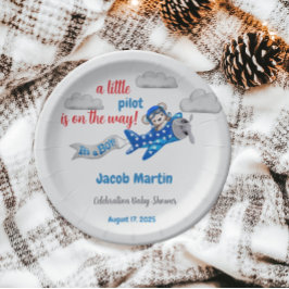 Sweet Little Pilot Wolken Sky Thema Kinderdusche Pappteller