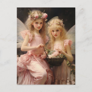 Sweet Little Pink Girl Fairies Postkarte