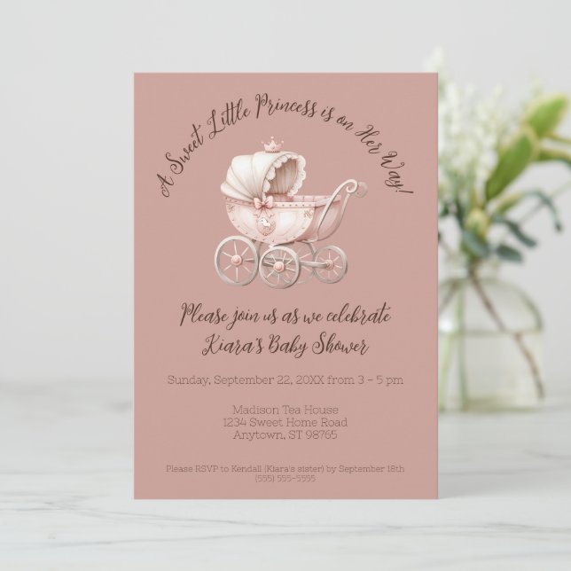 Sweet Little Princess Baby Dusche Einladung (Stehend Vorderseite)
