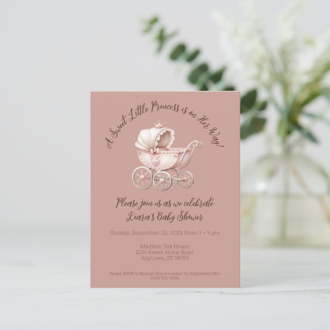 Sweet Little Princess Baby Dusche Postkarte (Stehend Vorderseite)