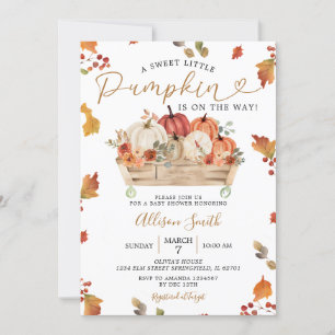 Sweet Little Pumpkin Autumn Leaves Baby Dusche Einladung