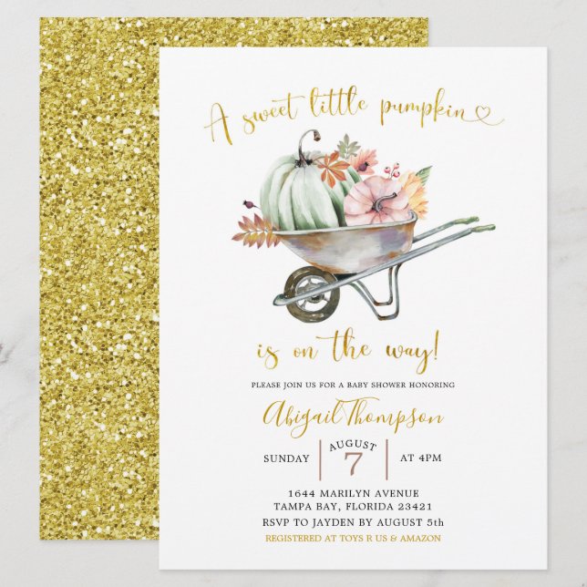 Sweet Little Pumpkin Baby Dusche Einladung (Vorne/Hinten)