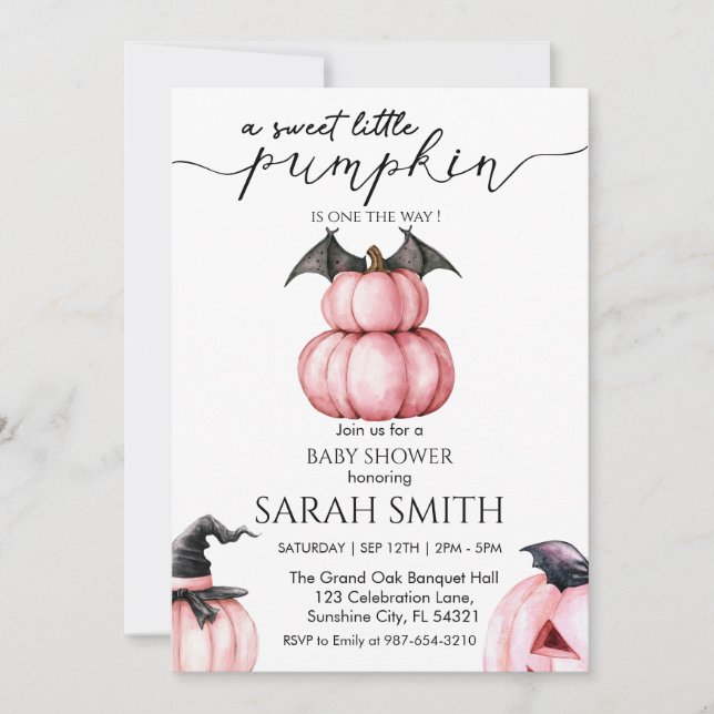 Sweet Little Pumpkin Baby Dusche Einladung (Vorderseite)