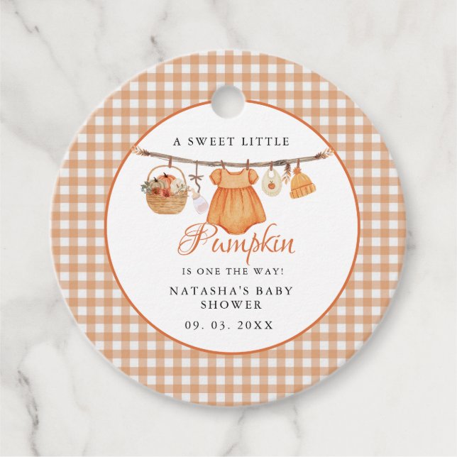 Sweet Little Pumpkin Fall Babydusche Geschenkanhänger (Vorderseite)