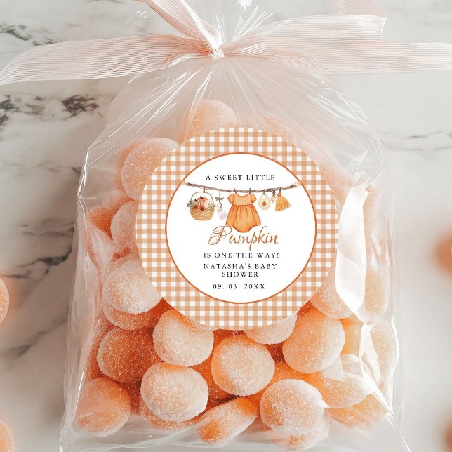 Sweet Little Pumpkin Fall Babydusche Runder Aufkleber (Von Creator hochgeladen)