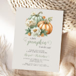 Sweet Little Pumpkin Floral Fall Babydusche Postkarte<br><div class="desc">Diese niedliche Babydusche bietet ein Aquarellbild von zwei Kürbissen in Pastelltönen von Salbei und Orange, die mit weißen und orangefarbenen Blume geschmückt sind. Unten erscheinen die Worte "ein kleiner Kürbis ist auf dem Weg", mit dem Wort "Kürbis" in der Salbei-Grün-Handschrift, die mit Curlicues in Imitation von Kürbisweinen verziert ist. Personalisieren...</div>