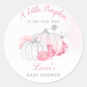 Sweet Little Pumpkin Floral Fall Babydusche Runder Aufkleber