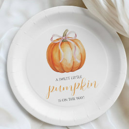 Sweet Little Pumpkin Girl Baby Shower Pappteller