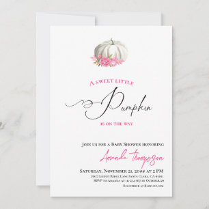 Sweet Little Pumpkin Gold Pink Baby Dusche Einladung