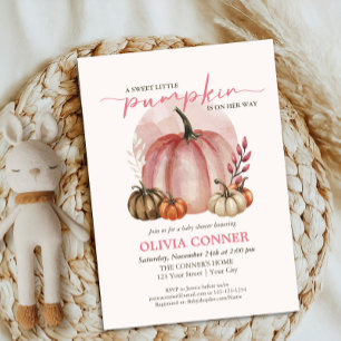 Sweet Little Pumpkin Herbst Pink Baby Dusche Einladung