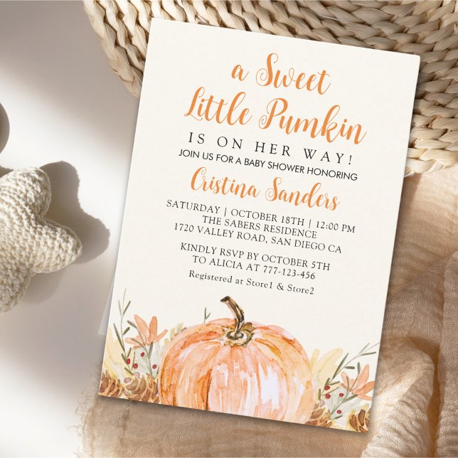 Sweet Little Pumpkin is on her Way, Baby Shower Einladung (Von Creator hochgeladen)