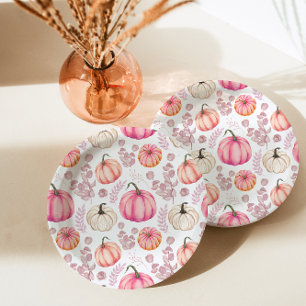 Sweet Little Pumpkin Pink Autumn Baby Dusche Pappteller