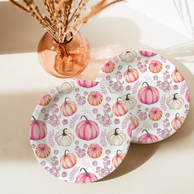 Sweet Little Pumpkin Pink Autumn Baby Dusche Pappteller (Von Creator hochgeladen)
