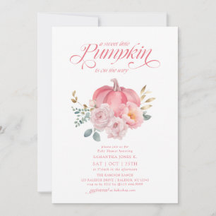 Sweet Little Pumpkin Pink Floral Fall Baby Dusche Einladung