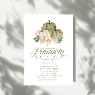 Sweet Little Pumpkin Pink Floral Fall Baby Dusche Einladung