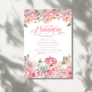 Sweet Little Pumpkin Pink Floral Fall Baby Dusche Einladung