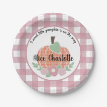 Sweet Little Pumpkin Pink Kariert Baby Shower Girl