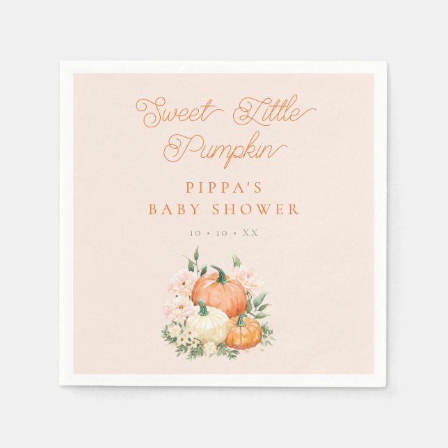 Sweet Little Pumpkin Pink & Orange Baby Dusche Serviette (Vorderseite)