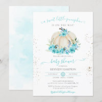 Sweet Little Pumpkin Turquoise Blue Baby Dusche