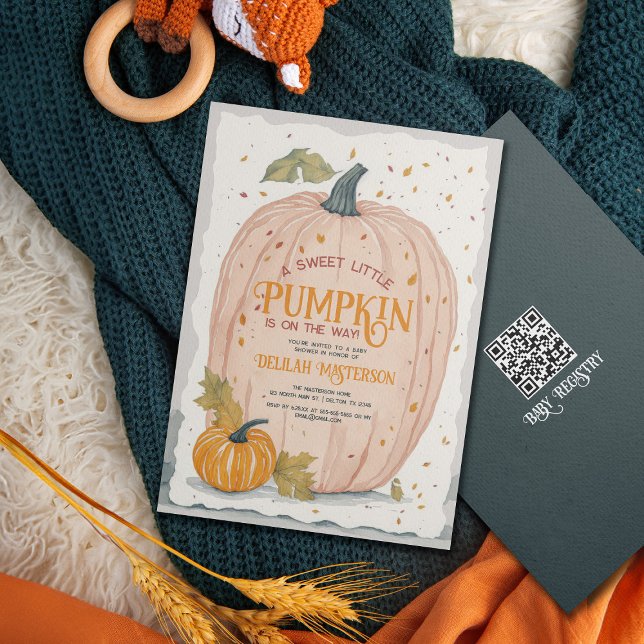 Sweet Little Pumpkin Watercolor Babydusche Einladung (Von Creator hochgeladen)