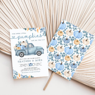 Sweet Little Pumpkins Blue Twins Baby Dusche Einladung